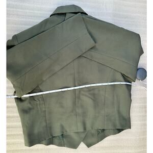 EUC Ceciline Cropped Military Blazer Olive Green Gold Button Jacket Women’s M